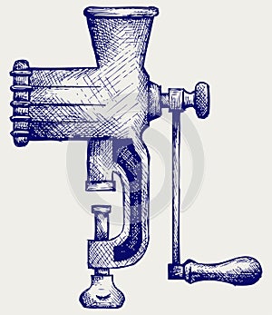 The old manual meat grinder