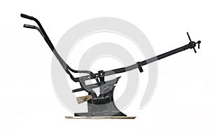 Old manual plow isolated over white