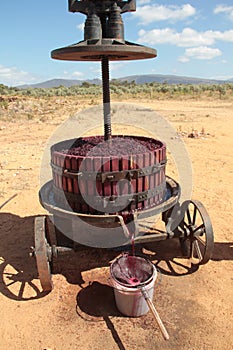 An old manual wine press