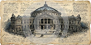 An old manuscript. Illustration on white background