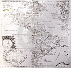 Old map of The Americas The New World