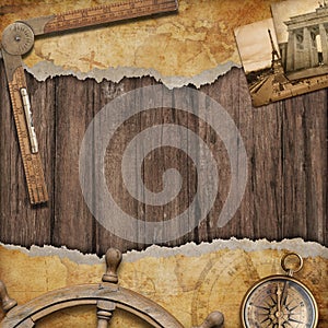 Old map background with compass. Adventure and travel concept.