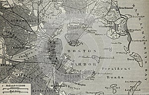 Old map of Boston harbor