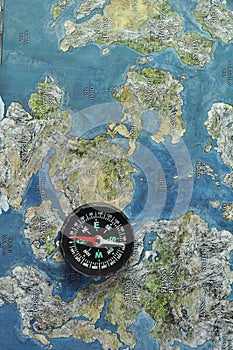 Old map and compass