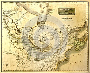 Old map of Eastern North America. photo