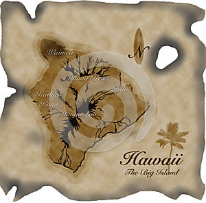 Old map of Hawaii on parchment