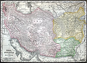 Old map of Iran, Afganistan and Pakistan