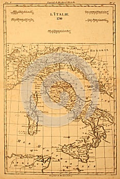 Old map of Italy.