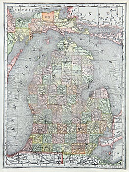 Old Map of Lower Michigan