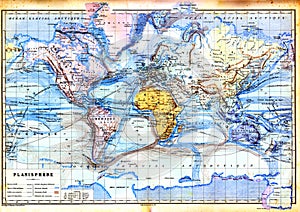 The old map of planisphere photo