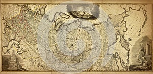 Old map of the Russia, printed in 1786 photo