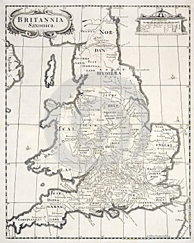 Old map of saxon britain photo