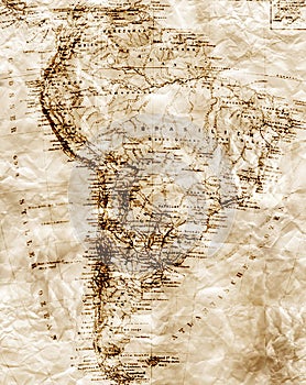 Old map of South America photo