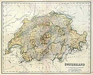 Old map of Switzerland. photo