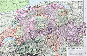 Old 1945 Map of Switzerland