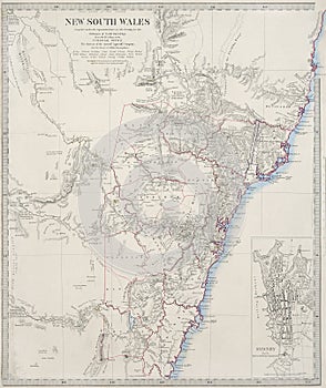Old map of Sydney, NSW, Australia
