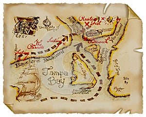 Old map.Treasure. Parchment.