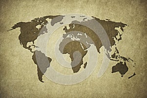 Old map of the world in grunge style. Perfect vintage background