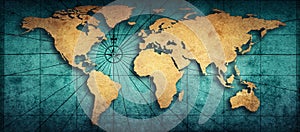 Old map of the world on a old parchment background. Vintage style. Elements of this Image Furnished by NASA