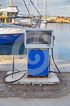 Old marine gas station for boats and ships