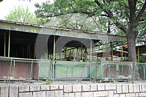 Old market, old mercato booths, green tin shops