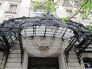 Old marquee at the entrance of the Retiro Station Buenos Aires Argentina photo