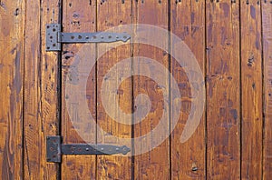 Old massive loops on a wooden door