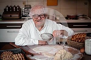 old master baker kneads bread