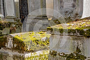 Old Mausoleums and Graves in PÃ¨re Lachaise Cemetery, Paris, France photo