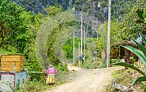 Old Maya woman in village by Oaxaca - Mexico