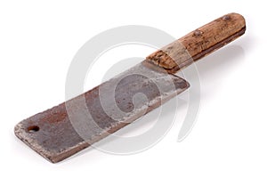 Old meat cleaver or knife on white background