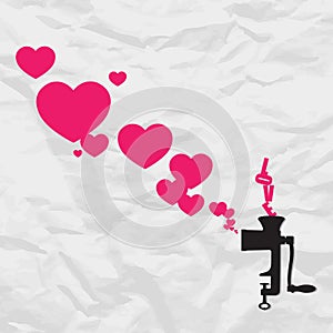 Old meat-grinder and hearts.