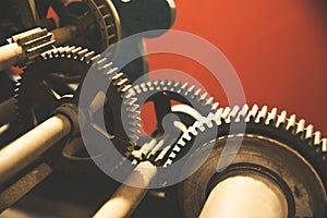 Old mechanical analogic iron gears photo