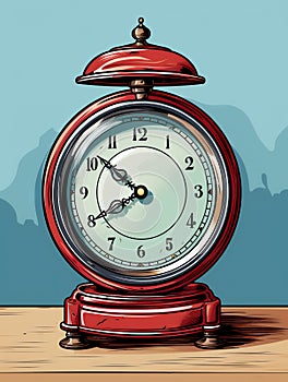 Old mechanical clock. Dial with Arabic numerals. Illustration in vector style