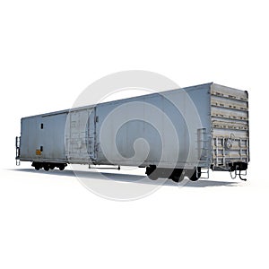 Old mechanically refrigerated wagon on white. 3D illustration