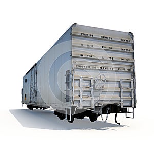 Old mechanically refrigerated wagon on white. 3D illustration