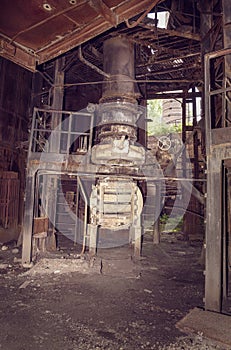 Old mechanism in blast furnace workshop