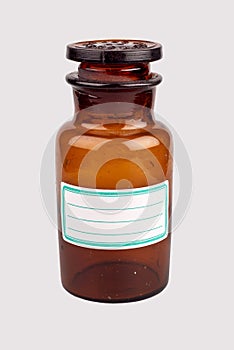 Old medicine bottle with blank label