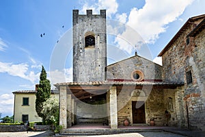 Old medieval abbey Badia a Coltibuono near Gaiole in Chianti, Italy photo