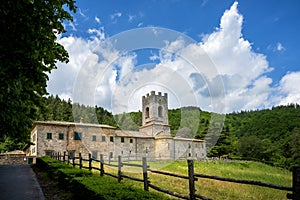 Old medieval abbey Badia a Coltibuono near Gaiole in Chianti, Italy