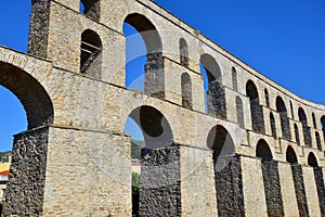 Old medieval aqueduct Kamares, Kavala, Greece