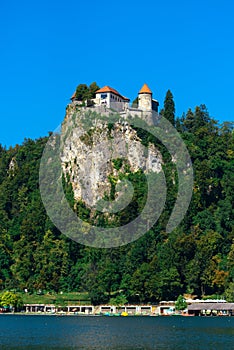 Old medieval castle above Bled lake in Slovenia