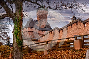 Old medieval castle of Haut-Koenigsbourg in Alsace or fortress