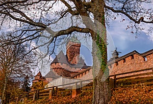 Old medieval castle of Haut-Koenigsbourg in Alsace or fortress