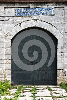 Old Medieval Castle Stone Gate with Iron Door