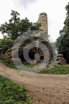 Old medieval castle tower ruins