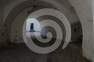 Old medieval church entrance in Medias, Romania