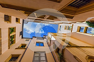 Old medieval courtyard Traboules in Lyon France