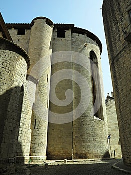 Old medieval defensive walls and towers of the fortress castle