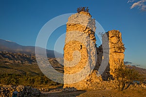 Old medieval fort Vecka kula tower in Croatia